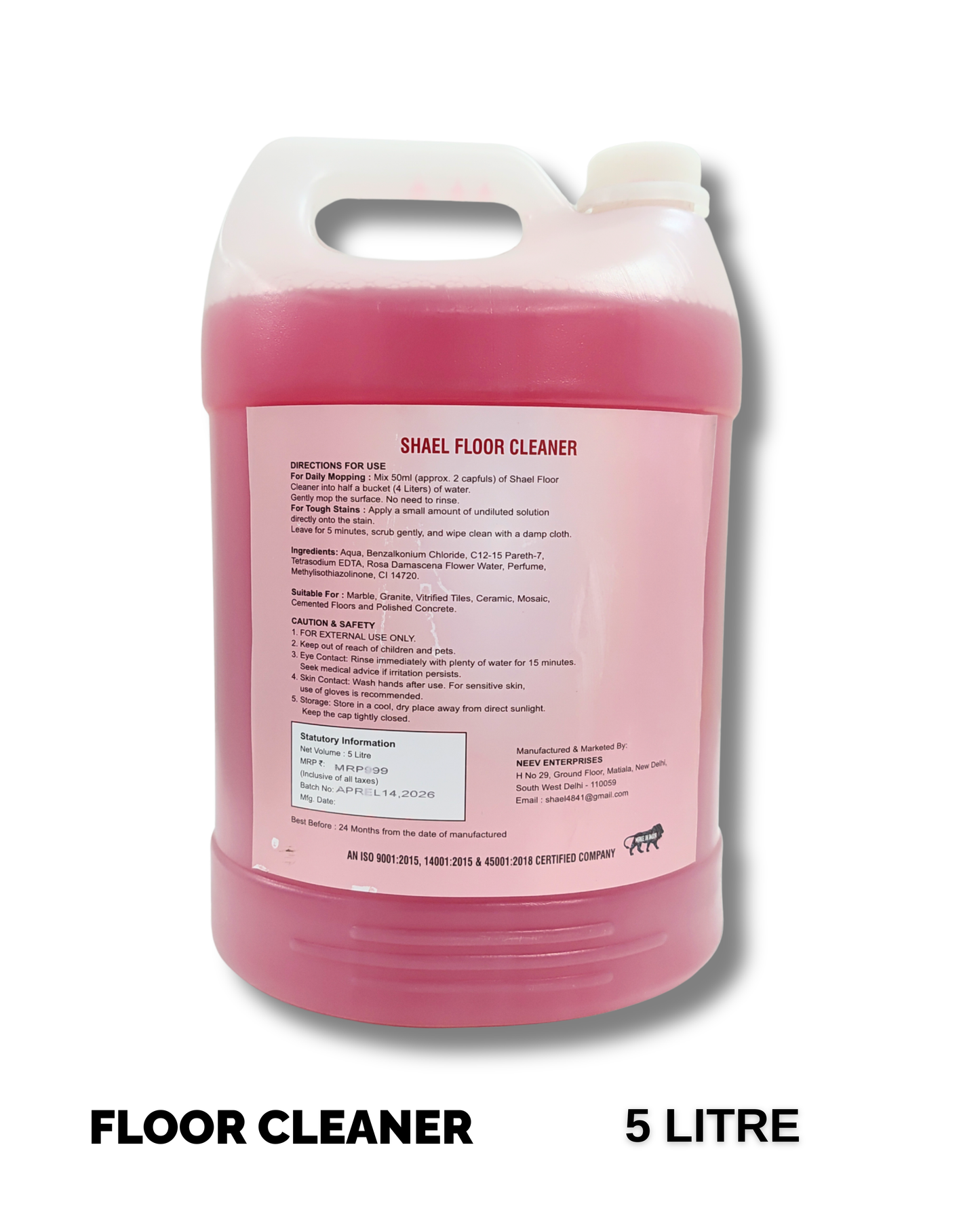 Rose Floor Cleaner 5 Liter – Floral Fragrance Multi-Surface Liquid for Tile, Marble & Home