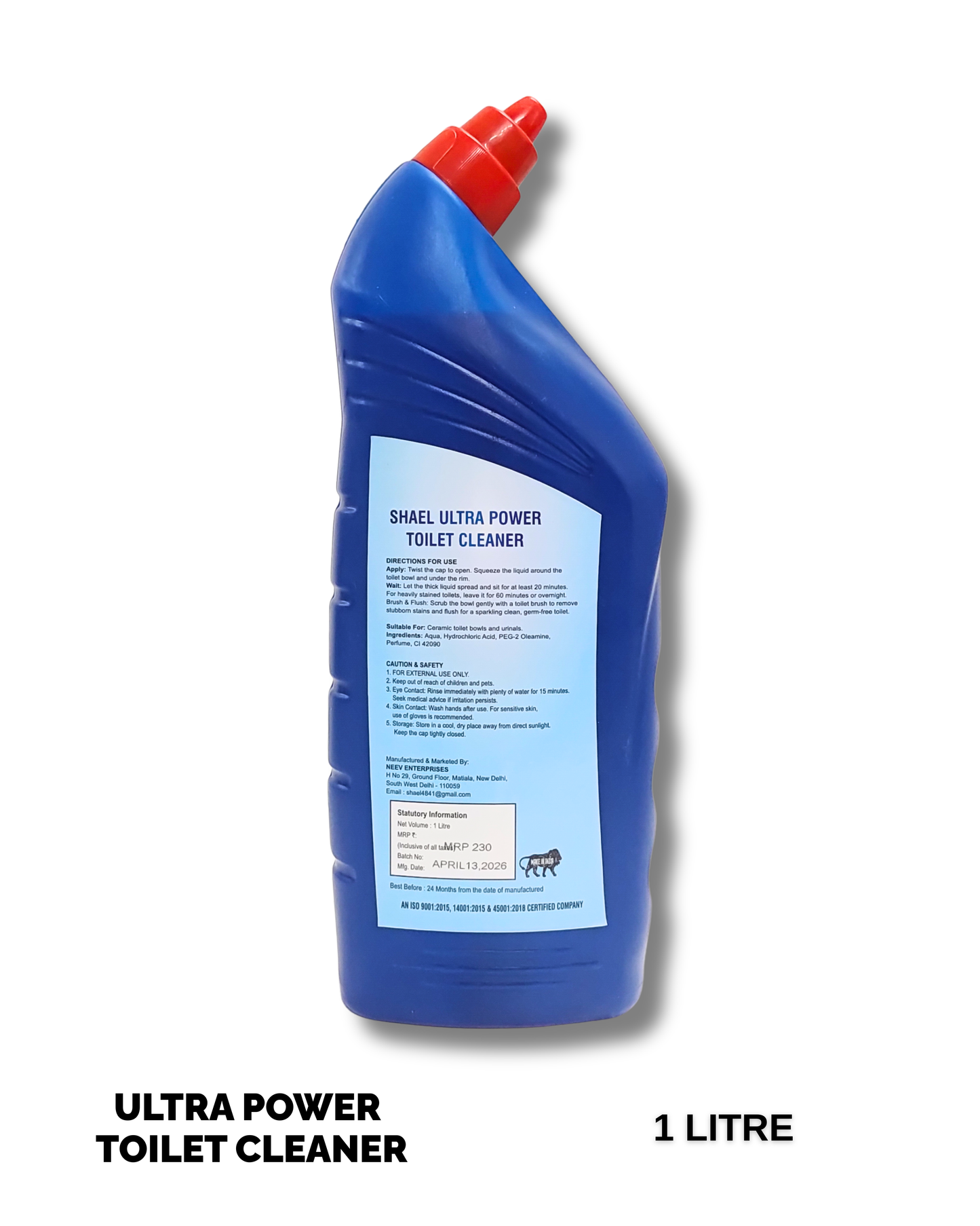 Toilet Cleaner 1 Litre | Powerful Toilet Bowl Cleaner Liquid for Hard Water Stains, Yellow Marks & Fresh Bathroom Care