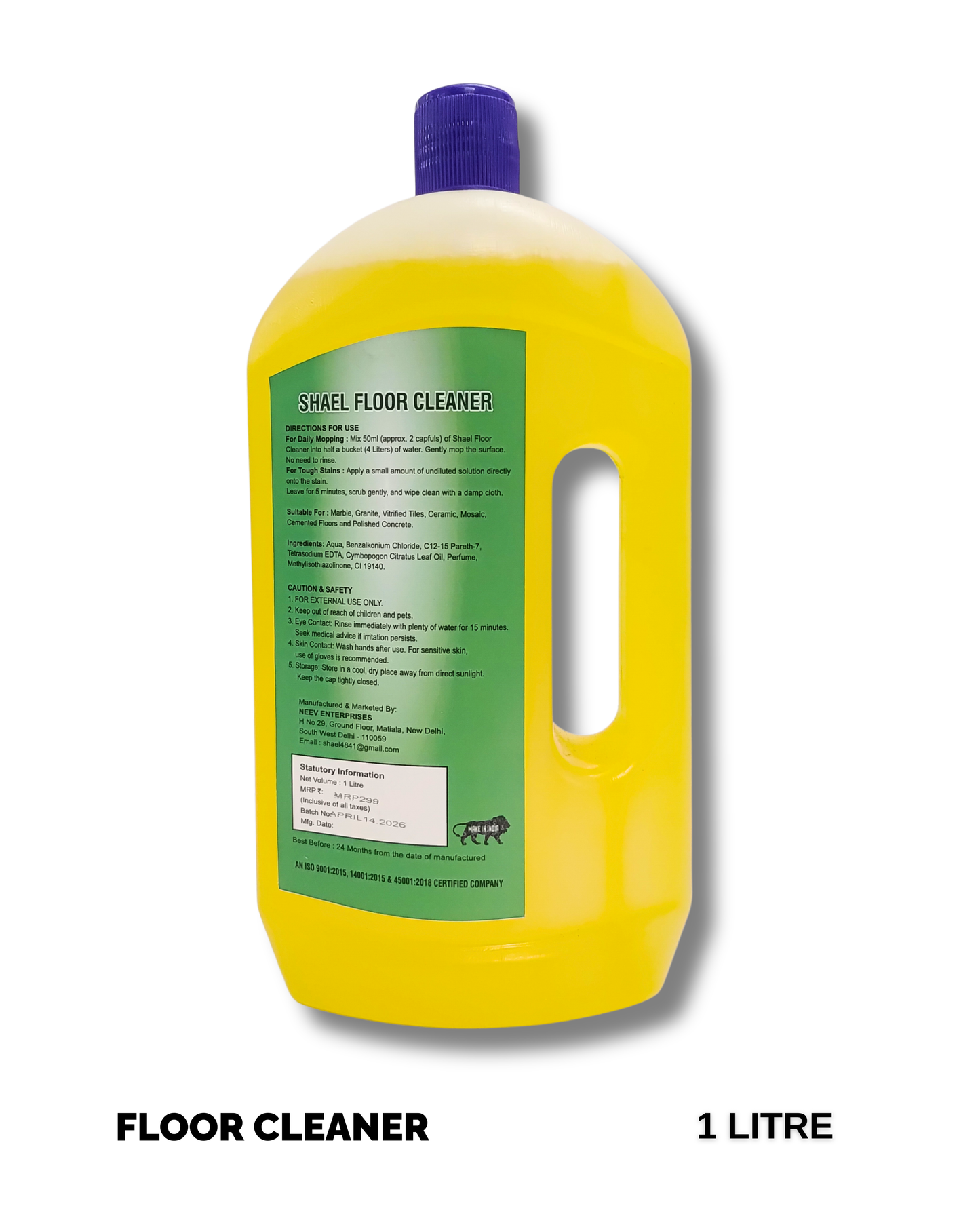 Lemon Floor Cleaner 1 Litre | Fresh Citrus Multi-Surface Cleaner for Tiles, Marble & Daily Home Use