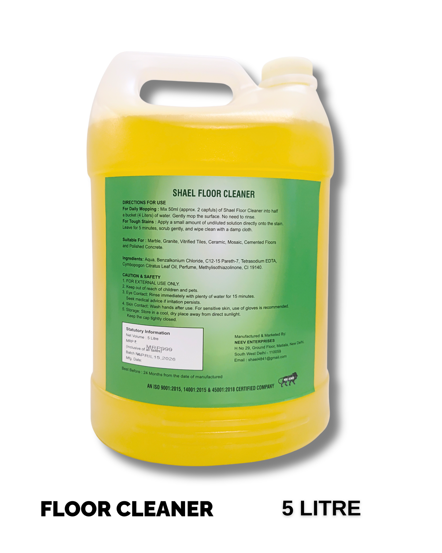 Lemon Floor Cleaner 5 Liter – Fresh Citrus Multi-Surface Liquid for Tile, Marble & Home