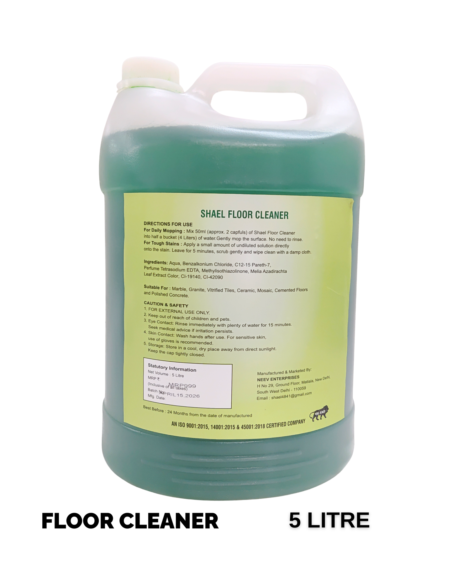 Neem Floor Cleaner 5 Liter – Natural Herbal Multi-Surface Liquid for Tile, Marble & Home