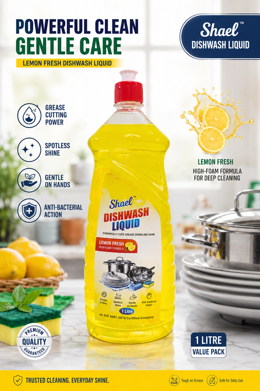 Lemon Dishwash Liquid 1 Litre | Grease-Cutting Dishwashing Liquid for Utensils, Plates, Pots & Pans