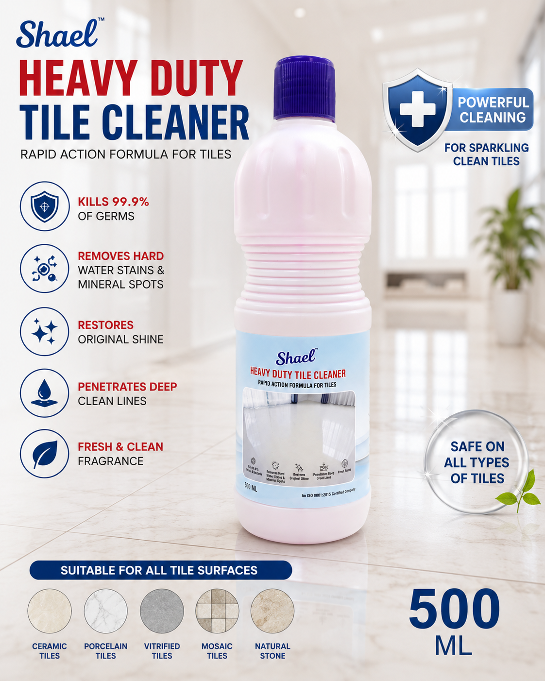 Heavy Duty Tile Cleaner 500ml – Powerful Kitchen & Bathroom Tile Cleaning Liquid