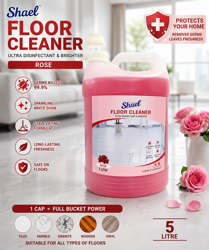Rose Floor Cleaner 5 Liter – Floral Fragrance Multi-Surface Liquid for Tile, Marble & Home