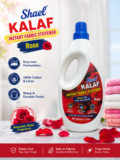 Rose Instant Fabric Stiffener 1 Litre | Premium Liquid Laundry Starch with Luxurious Rose Fragrance for Crisp Sarees, Shirts & Bridal Wear