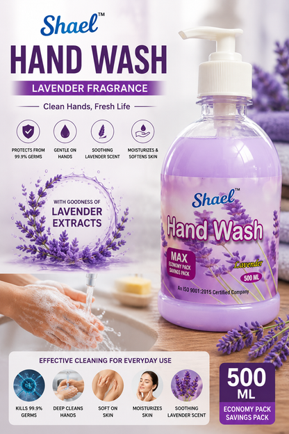 Lavender Handwash 500ml | Moisturizing Liquid Hand Wash with Germ Protection | Soft on Hands, Fresh Lavender Fragrance Anti-Bacterial Liquid Hand Soap for Family