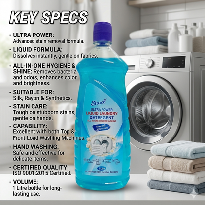Liquid Laundry Detergent 1 Liter – High Foam Stain Remover with Fresh Scent