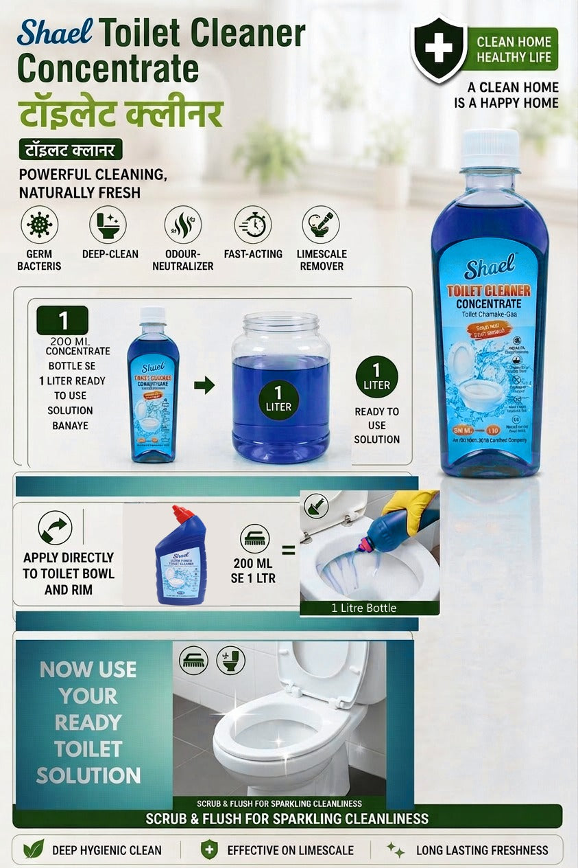 Toilet Cleaner Concentrate 200ml Makes 1 Litre | Powerful Disinfectant Toilet Bowl Cleaner | Removes Hard Water Stains, Limescale & Odour | Fresh Fragrance