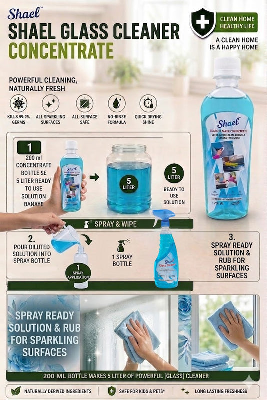 Glass Cleaner Concentrate 200ml – Makes 5 Litres – Streak-Free Window, Mirror & Glass Cleaner