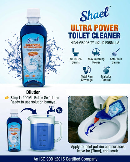 Toilet Cleaner Concentrate 200ml Makes 1 Litre | Powerful Disinfectant Toilet Bowl Cleaner | Removes Hard Water Stains, Limescale & Odour | Fresh Fragrance