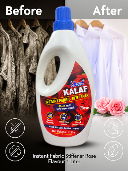 Rose Instant Fabric Stiffener 1 Litre | Premium Liquid Laundry Starch with Luxurious Rose Fragrance for Crisp Sarees, Shirts & Bridal Wear